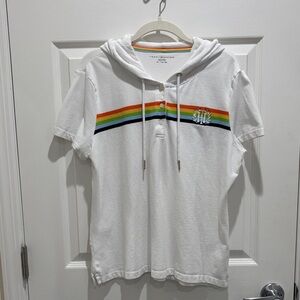 Tommy Hilfiger White Hooded Tee with Stripes